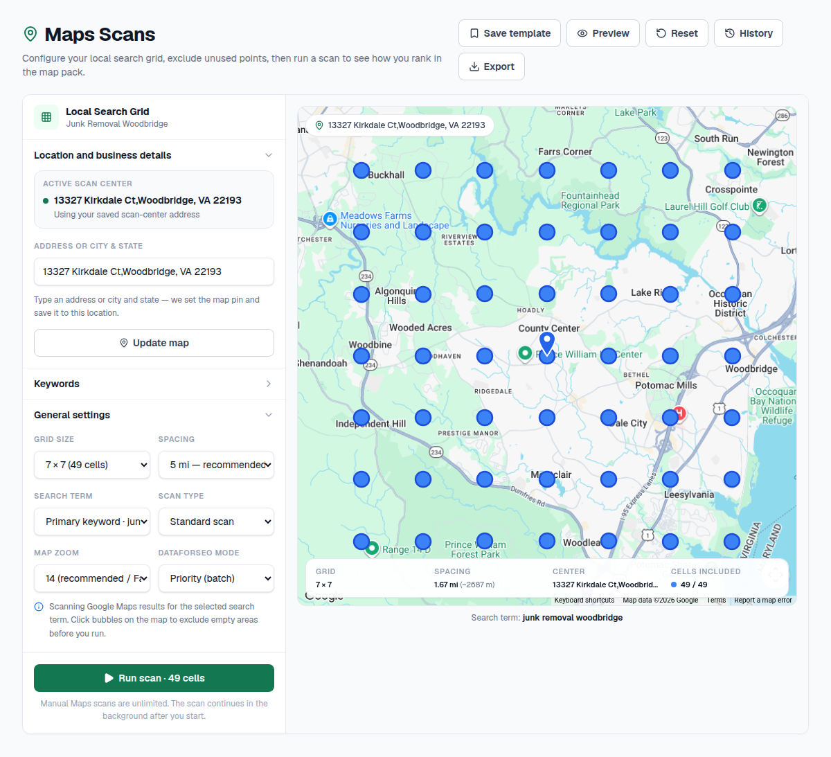 Google Maps ranking grid dashboard